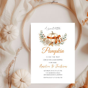 Sweet Fall Autumn little pumpkin Baby Shower  Invitation