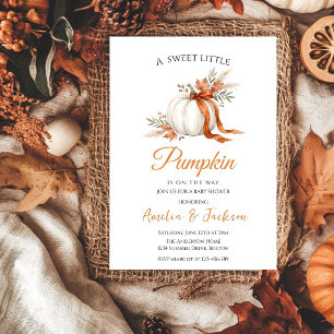Sweet Fall Autumn little pumpkin Baby Shower Invitation