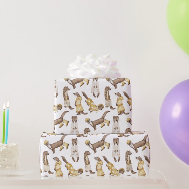 Sweet Fancy Weasels, Rainboots,  Wrapping Paper (Party Gifts)
