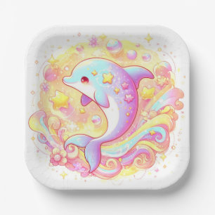 Sweet Fantasy Dolphin Baby Shower Paper Plate
