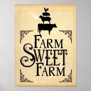 Sweet Farm Vintage Style Poster