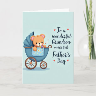 Sweet Fathers Day Bear In Pram Card