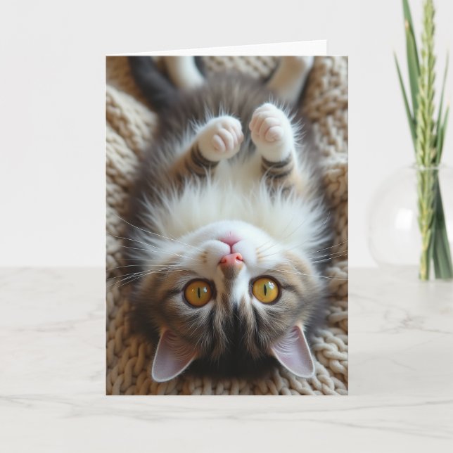 Sweet Fathers Day Feline Pose Card (Front)