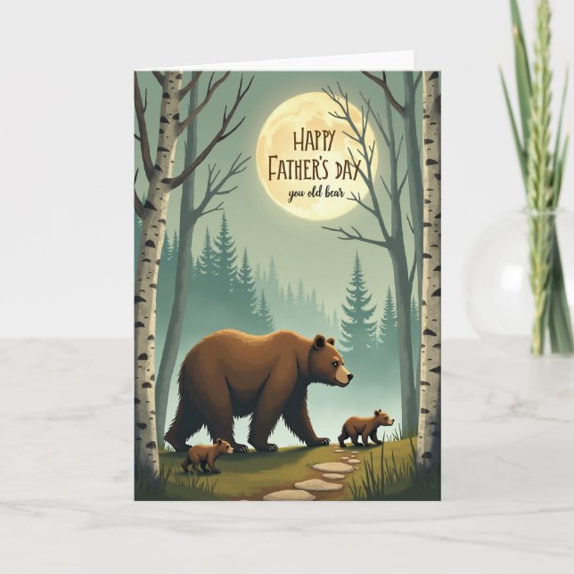 Sweet Fathers Day Moonlight Bears Card (Front)