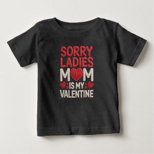 Sweet Faux Yarn Mom Is My Valentine Kids Design Baby T-Shirt