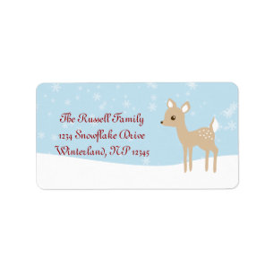 Sweet Fawn Winter Scene Label