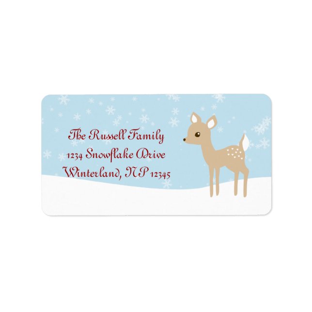 Sweet Fawn Winter Scene Label (Front)