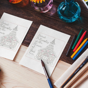 Sweet Fellowship Gingerbread Church Colouring Card