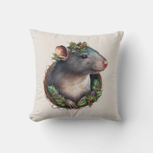 Sweet Festive Pet Rat Holidays/Christmas Cushion