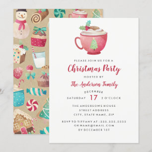 Sweet Festive Watercolor Mug Christmas Party Card