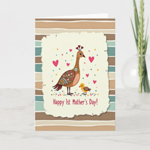 Sweet First Mothers Day Bird Art Card