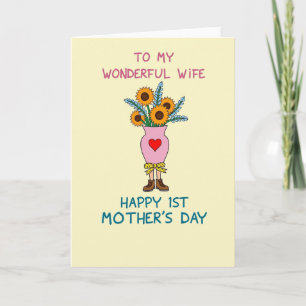 Sweet First Mothers Day Vase Card