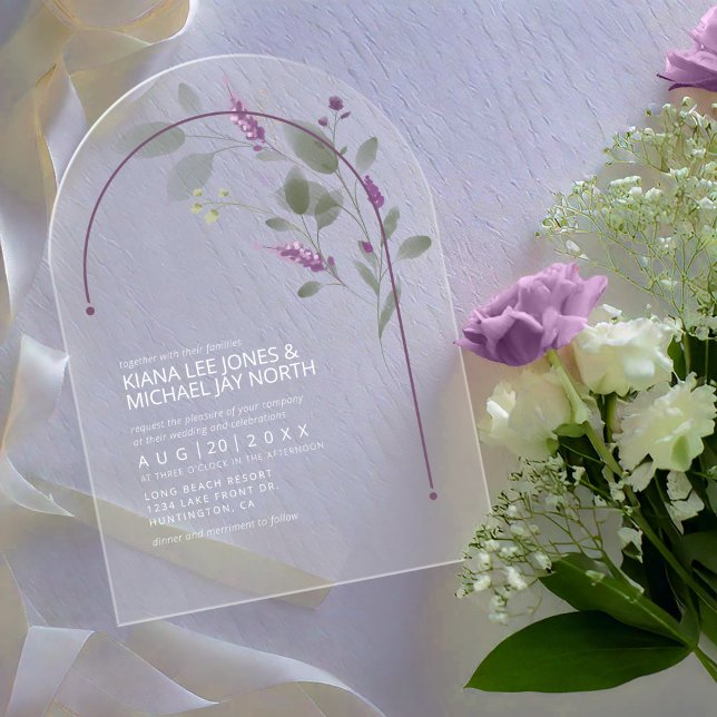 Sweet Floral Arch Wedding Lilac ID998 Acrylic Invitations (Creator Uploaded)