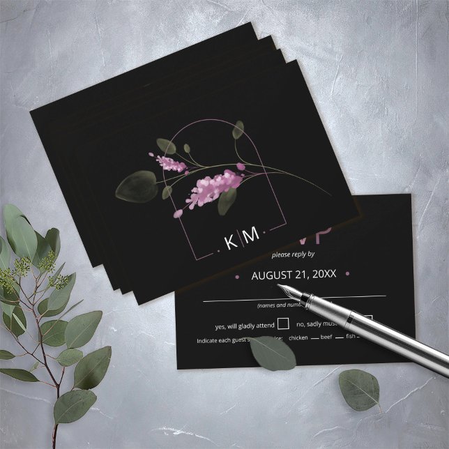 Sweet Floral Arch Wedding Lilac ID998 RSVP Card (Creator Uploaded)