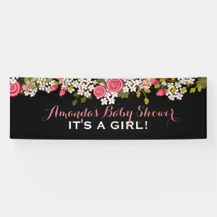 Sweet Floral Baby Shower It's a Girl Banner