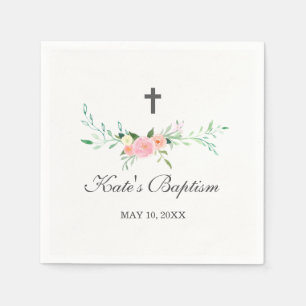 Sweet Floral Baptism Napkin