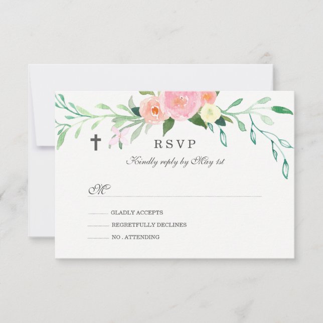 Sweet Floral Baptism RSVP (Front)