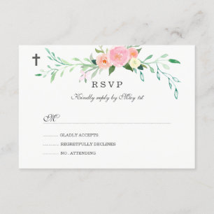 Sweet Floral Baptism RSVP Card