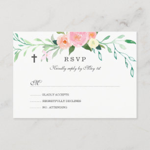 Sweet Floral Baptism RSVP Card