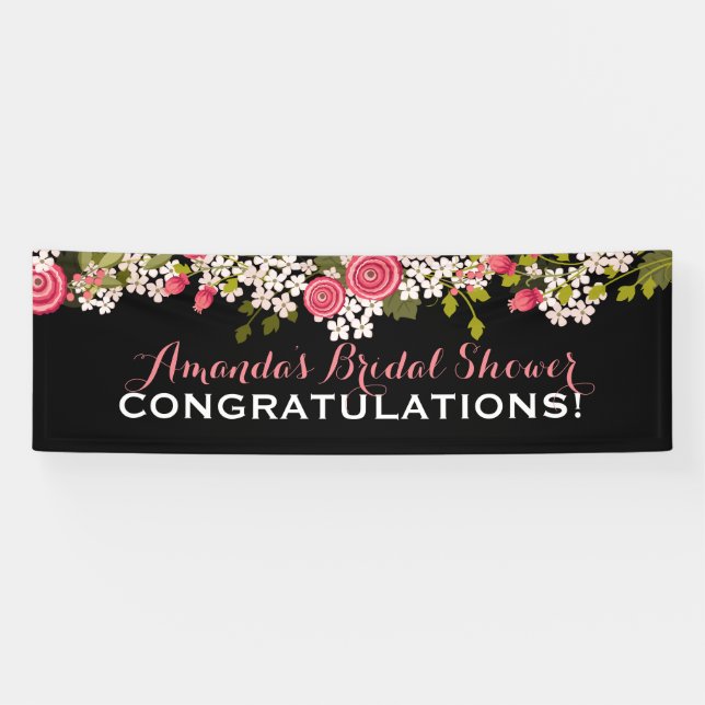 Sweet Floral Bridal Shower Congratulations Banner (Horizontal)