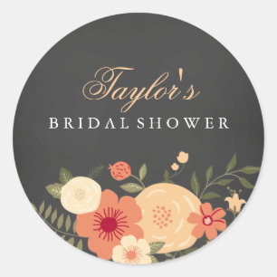 Sweet Floral Chalkboard Bridal Shower Sticker
