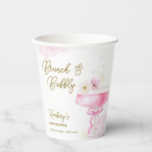 Sweet Floral Champagne Brunch Bubbly Baby Shower Paper Cups