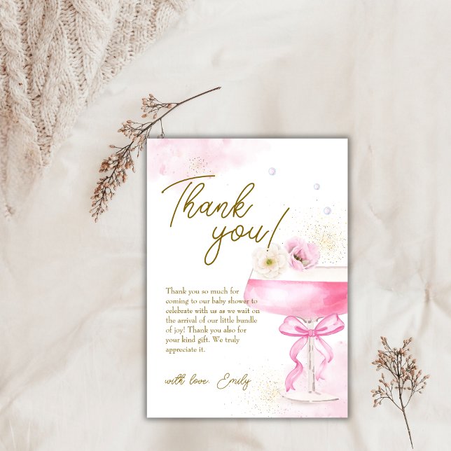 Sweet Floral Champagne Brunch Bubbly Baby Shower  Thank You Card (Sweet Floral Champagne Brunch Bubbly Baby Shower Thank You Card)