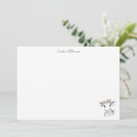 Sweet Floral Cow Calf Name Personalised Stationery