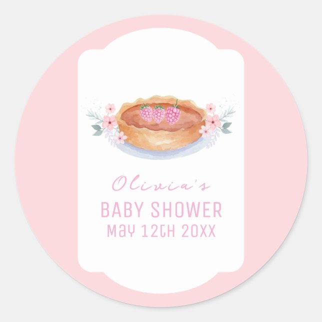 Sweet Floral Cutie Pie Raspberry Baby Shower Classic Round Sticker (Front)
