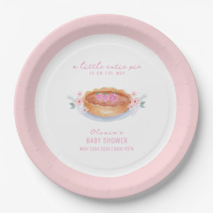 Sweet Floral Cutie Pie Raspberry Baby Shower Paper Plate