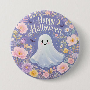 Sweet Floral Ghost Halloween Charm 7.5 Cm Round Badge