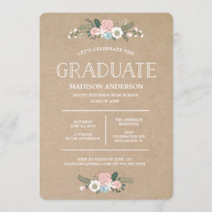 Sweet Floral   Graduation Invitation