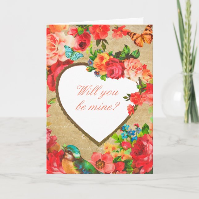 Sweet Floral Heart Valentine's Day Card (Front)