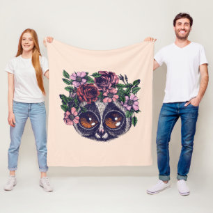 Sweet Floral Lemur Fleece Blanket