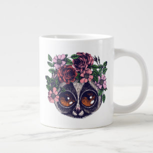 Sweet Floral Lemur Large Coffee Mug