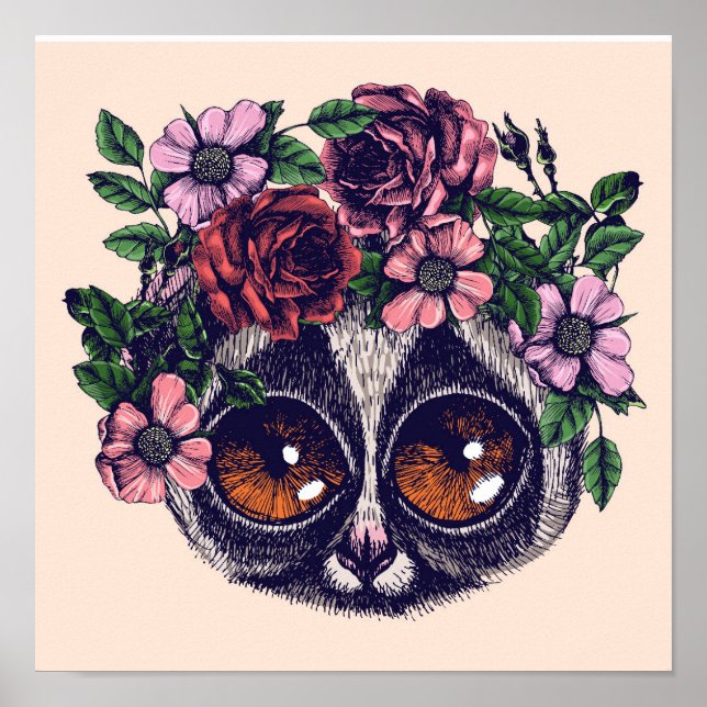 Sweet Floral Lemur Poster (Front)
