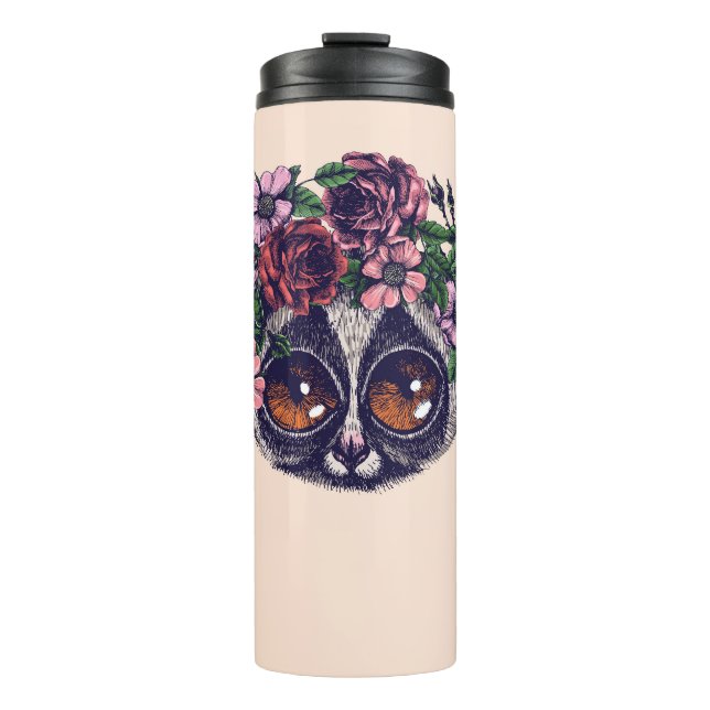 Sweet Floral Lemur Thermal Tumbler (Front)