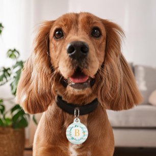 Sweet Floral Monogram Pet Tag