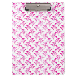 Sweet Floral Pattern Bright Pink over White Clipboard