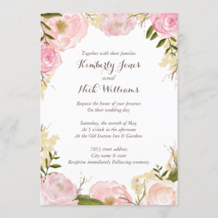 Sweet Floral Rose Wreath Wedding Invitation