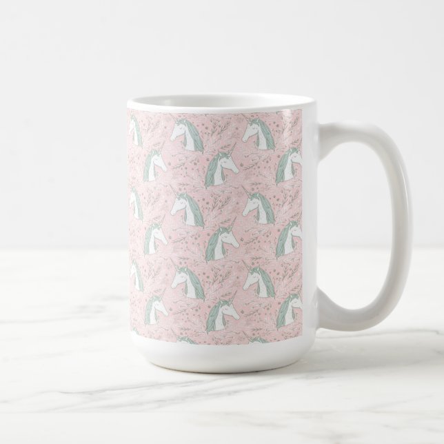 Sweet Floral Unicorn Pattern Coffee Mug (Right)
