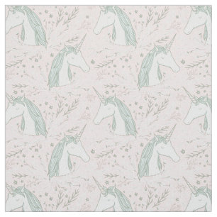 Sweet Floral Unicorn Pattern Fabric