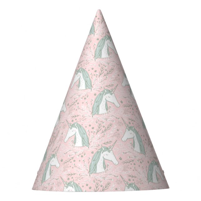 Sweet Floral Unicorn Pattern Party Hat (Front)