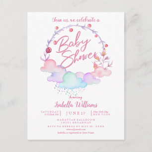 Sweet Floral Watercolor Baby Shower Invitation Postcard