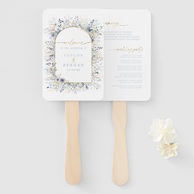 Sweet Floral Wedding Program ID1045 Hand Fan (Front and Back)