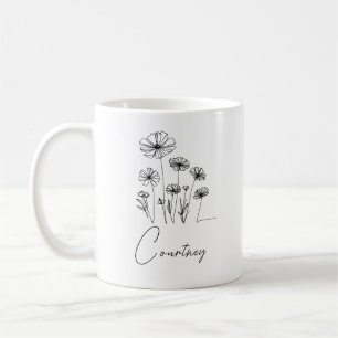 Sweet florals with custom name  coffee mug
