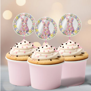 Sweet Flower Bunny Rabbit Easter Classic Round Sticker