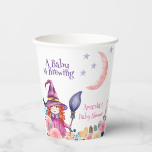 Sweet Flower Witch Cauldron Baby Brewing Shower Paper Cups