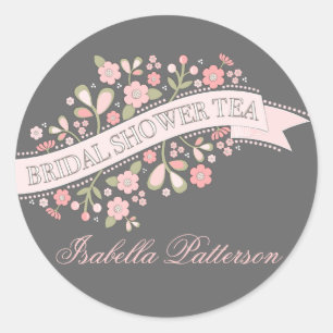 Sweet Flowers Bridal Shower Tea Party Sticker