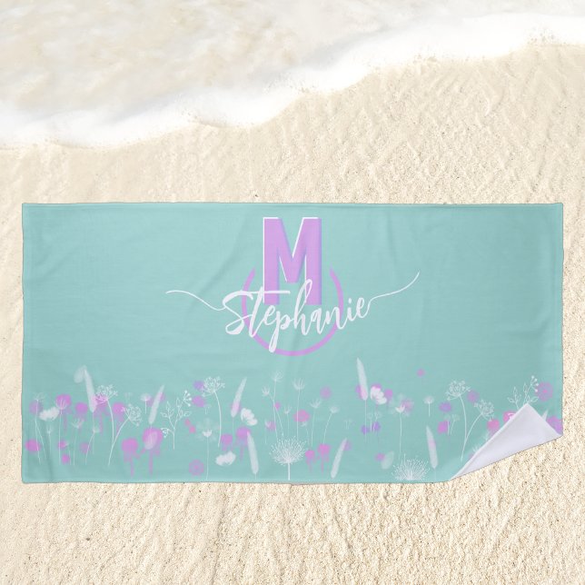 Sweet flowers monogrammed  beach towel (Creator Uploaded)